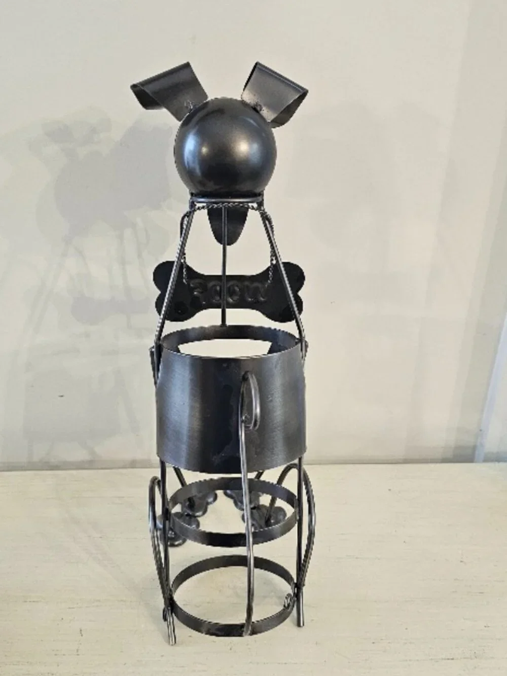 Dog Wine Bottle Holder WOOF Metal Art Whimsical